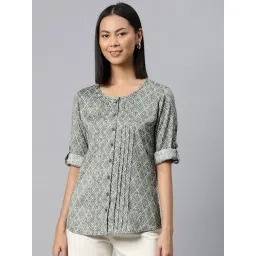 Cottinfab Sage Green Printed Top-picture-20