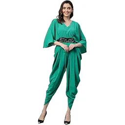 cottinfab Sea Green Solid Dhoti Jumpsuit-picture-11