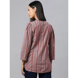 Cottinfab Striped Mandarin Collar Cotton Top image 3