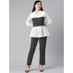 Cottinfab White & Black Cotton Checks Co-Ord Set-picture-34
