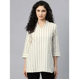 Cottinfab White & Black Cotton Striped Top-picture-39