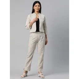 Cottinfab White & Brown Cotton Stripes Co-Ord Set-picture-36