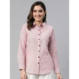 Cottinfab White & Red Cotton Striped Shirt-picture-32