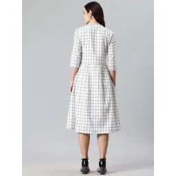Cottinfab White Cotton Regular Fit Checks Dress image 2