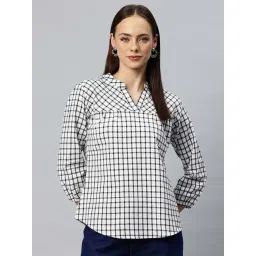 Cottinfab White Cotton Regular Fit Checks Top-picture-15