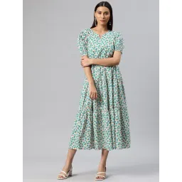 Cottinfab White Printed A Line Dress-picture-27