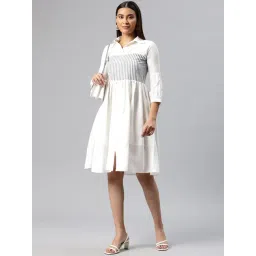 Cottinfab White Striped A Line Dress-picture-36