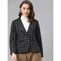 Cottinfab Woman Checked Single-Breasted Pure Cotton Blazer-picture-30