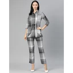 Cottinfab Women Checked Cotton Shirt with Trousers-picture-26