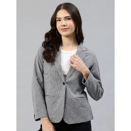 cottinfab Women Checkered Single Breasted Formal Blazer-picture-38