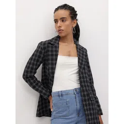 cottinfab Women Checkered Single Breasted Formal Blazer-picture-11