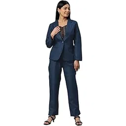 cottinfab Women Embroidered Blue Top with Blazer and Trouser-picture-20
