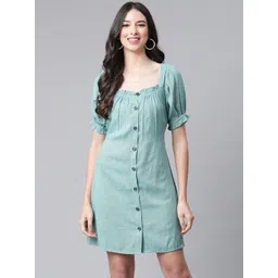 Cottinfab Women Green A-Line Dress-picture-33