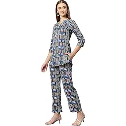 cottinfab Women Grey & Multicoloured Printed Tunic and Trouser Co-Ords-picture-23