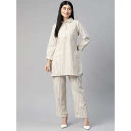 Cottinfab Women Peter Pan Collared Cotton Top with Trousers-picture-33