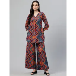 Cottinfab Women Printed V-Neck Top with Palazzo-picture-29