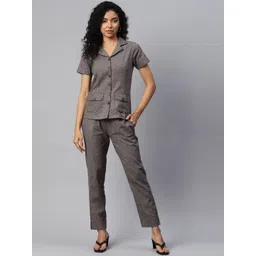 Cottinfab Women Self Design Shirt With Trousers-picture-34