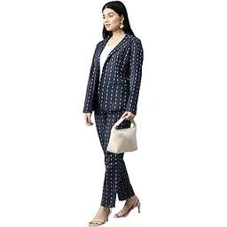 cottinfab Women Self Designed Navy Blue Cotton Coat and Trousers Co-ord-picture-38