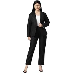 cottinfab Women Solid Black Cotton Coat and Trousers Co-ord-picture-14