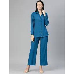 Cottinfab Women Solid Cotton Shirt with Trousers-picture-36