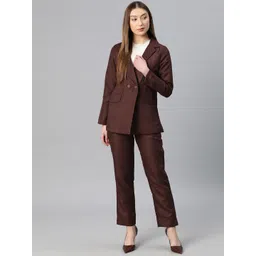Cottinfab Women Solid Double-Breasted Two-Piece Suit-picture-27