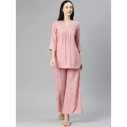 Cottinfab Women Solid Top with Palazzos-picture-31