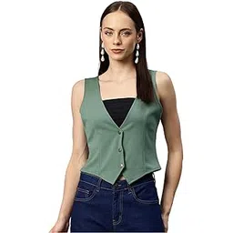 cottinfab Women Solid V-Neck Waistcoat-picture-44