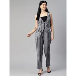 Cottinfab Women Striped Cotton Waistcoat and Trousers Co-Ord Set-picture-31