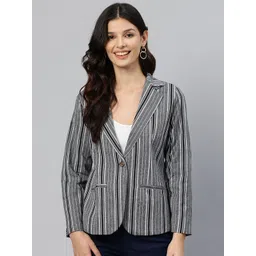 cottinfab Women Striped Single Breasted Casual Blazer-picture-11