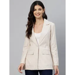 cottinfab Women Striped Single Breasted Formal Blazer-picture-15