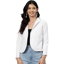 cottinfab Women White Solid Open Front Casual Blazer-picture-39
