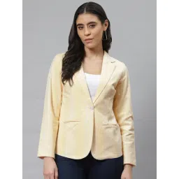 Cottinfab Yellow Cotton Striped Blazer-picture-22
