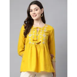 Cottinfab Yellow Embroidered Top-picture-20