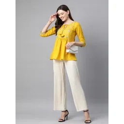 Cottinfab Yellow Embroidered Top image 4