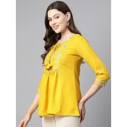 Cottinfab Yellow Embroidered Top image 3