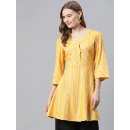 Cottinfab Yellow Printed Top-picture-24