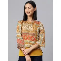 Cottinfab Yellow Printed Top image 1