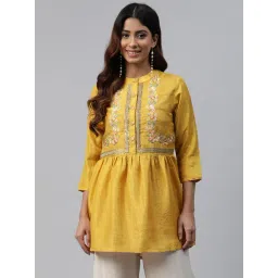 Cottinfab Yellow Silk Embroidered Top-picture-13