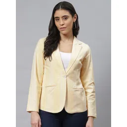 Cottinfab Yellow Striped Pure Cotton Blazer-picture-41