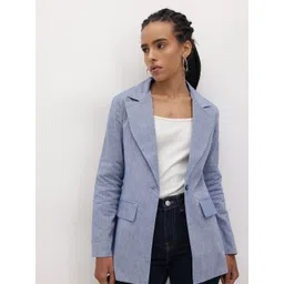 Women Solid Single Breasted Casual Blazer-image-35