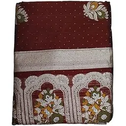 Cotton Banarasi Silk Saree with Unstitched Blouse, Traditional Indian Wear-picture-30