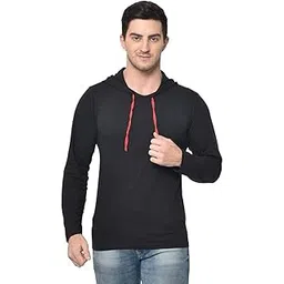 Cotton Blended Regular Fit Full Sleeve Hooded Neck Tshirts for Men's-T_10_BLK0001-P -4229-P-picture-23
