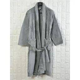 Cotton Bolls Textiles Grey Microfibre Super Soft & Fluffy Bath Robe-picture-40