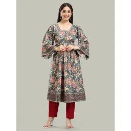 Cotton Culture Teal Cotton Print Flared Sleeves Kurta-picture-18