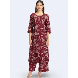 COTTON CULTURE Women Floral Printed Regular Kurta with Palazzos-picture-28