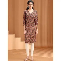 COTTON CULTURE Women Floral Printed Thread Work Kurta-picture-35