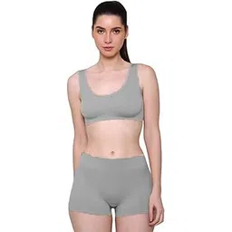 Cotton Ok Interprices Air Sports Bra And Panty Suitable For Gym Running Swimming Night Wear Fits Size 28 Inches To 36 Inch Used As Innerwear For Girls And Women Grey-picture-46