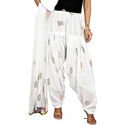 Cotton Women's Regular Fit Mid Rise Casual Style Patiala Pants (V_Sal_Dup_Orange_Orange & White_Free Size)-picture-10