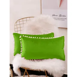Cottonfry Green & White 2 Pieces Velvet Rectangle Cushion Covers-picture-38