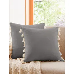 Cottonfry Grey & White 2 Pieces Pure Cotton Square Cushion Covers-picture-10